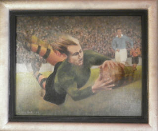 Brian West Oil Painting Of Bert Playing For Wolves Brian West Oil Painting Of Bert Playing For Wolves